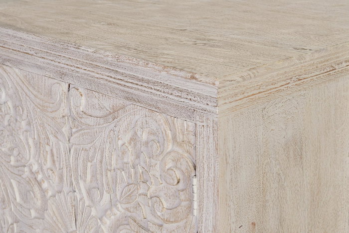 GINER Y COLOMER Cómoda-aparador de madera de mango en blanco envejecido